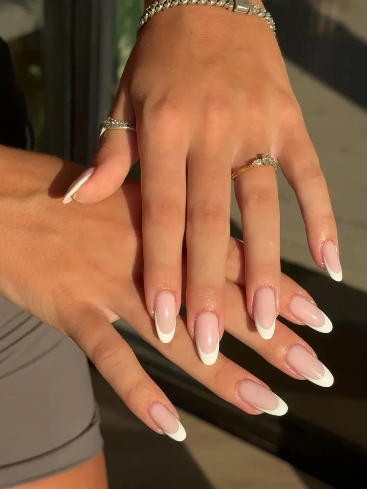 French manicure almond nails Limassol, by Urban Chíc Beauty Lounge