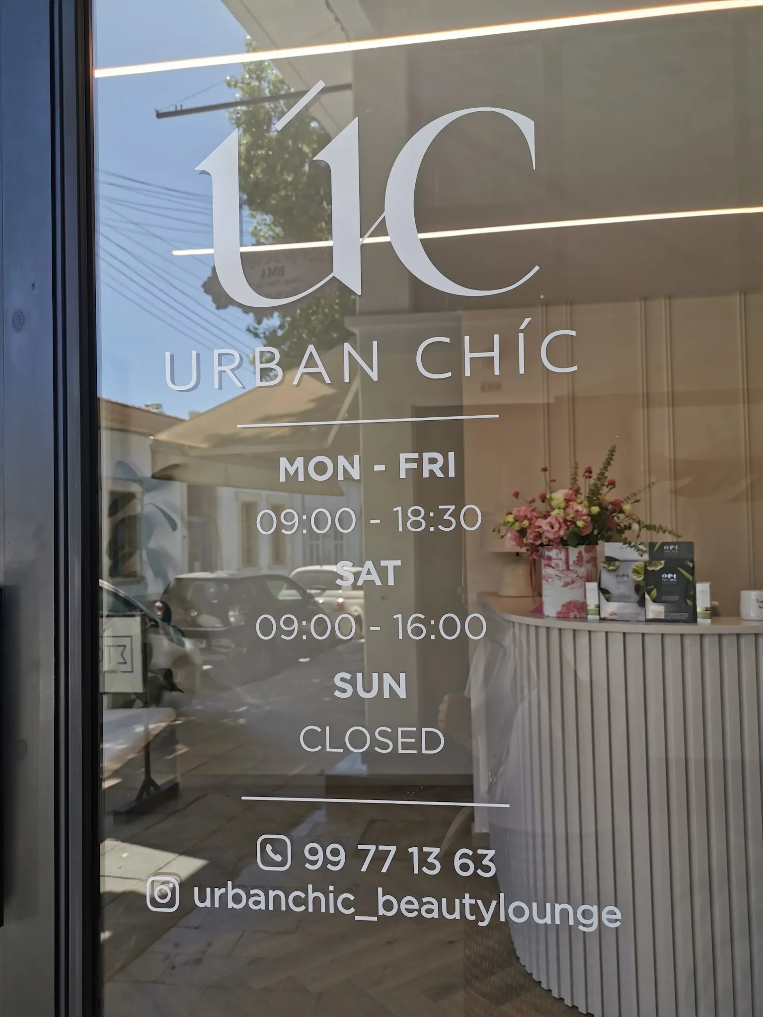 The Urban Chíc Beauty Lounge shopfront in Limassol